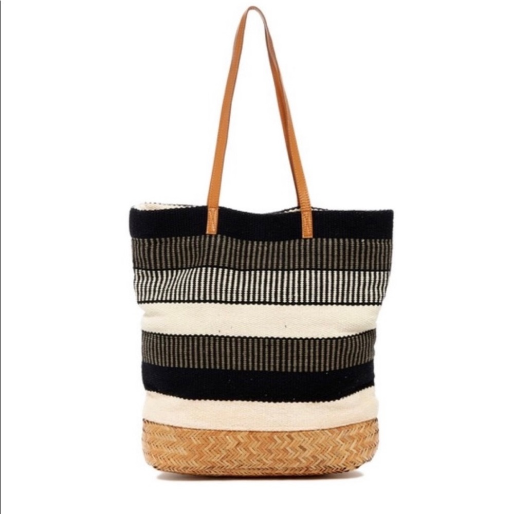 Woven Tote with Straw Bottom
